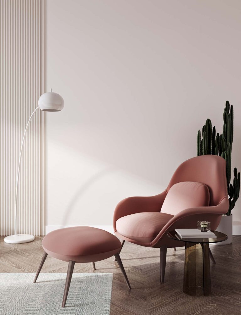 Moderna-luksuzna-dnevna-soba-sa-pink-foteljom